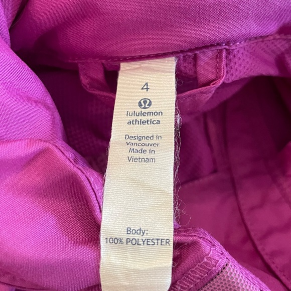LULULEMON Pink Zip Up Windbreaker Jacket w/ packable hood & ponytail hole Sz 4 - Picture 11 of 15